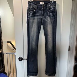 BKE Payton Universial Fit Mid-Rise Straight Jean Dark‎ Wash Flap Pocket 27x32